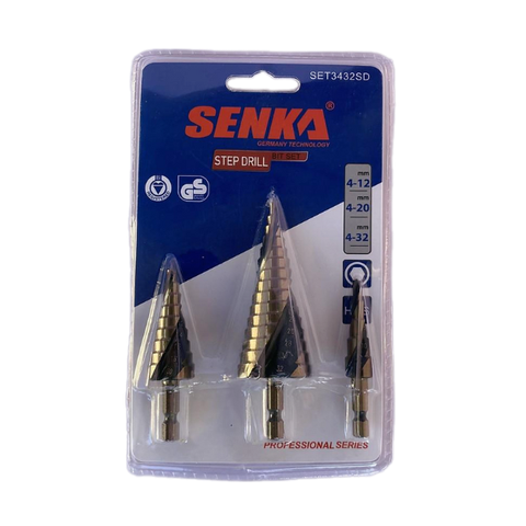 Bộ 3 mũi khoan bậc Sắt - Thép 4-12/4-20/4-32mm Senka 4122032SD